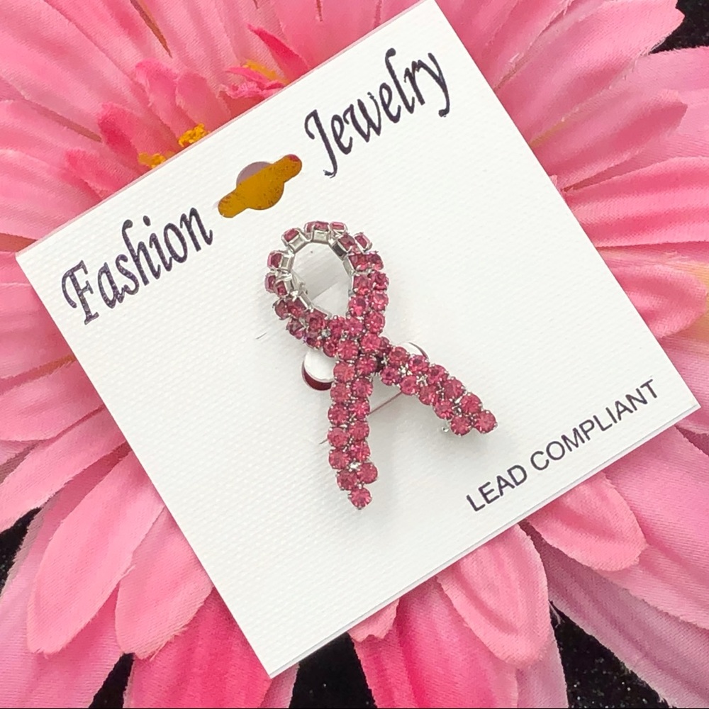 ๐ผ Pink Ribbon Rhinestone Breast Cancer Pin Brooch